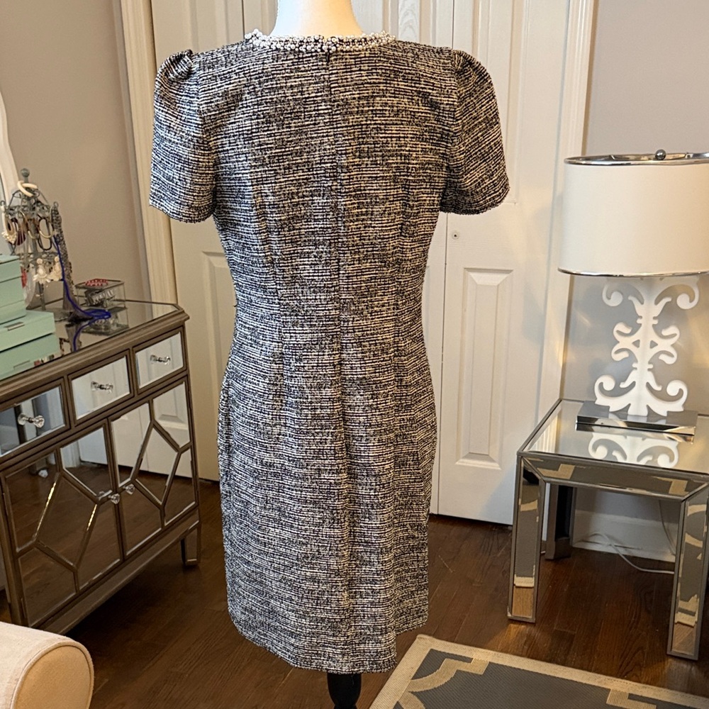 Karl Lagerfeld Lovely Black & White Tweed Dress NWOT Sz 8 - Picture 2 of 5